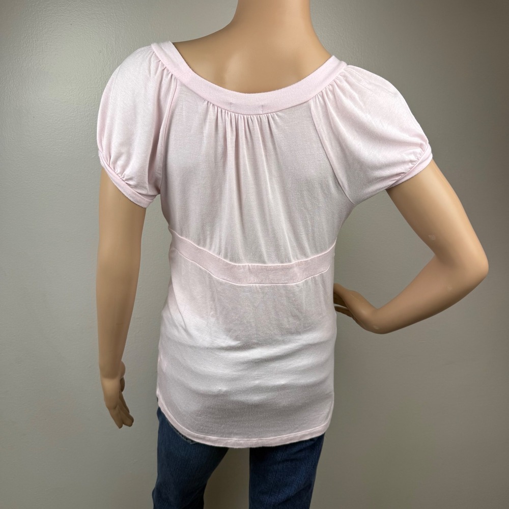Old Navy Pink Babydoll Puff Sleeve Empire Waist Top M Y2K Cottagecore Blouse - Picture 4 of 9